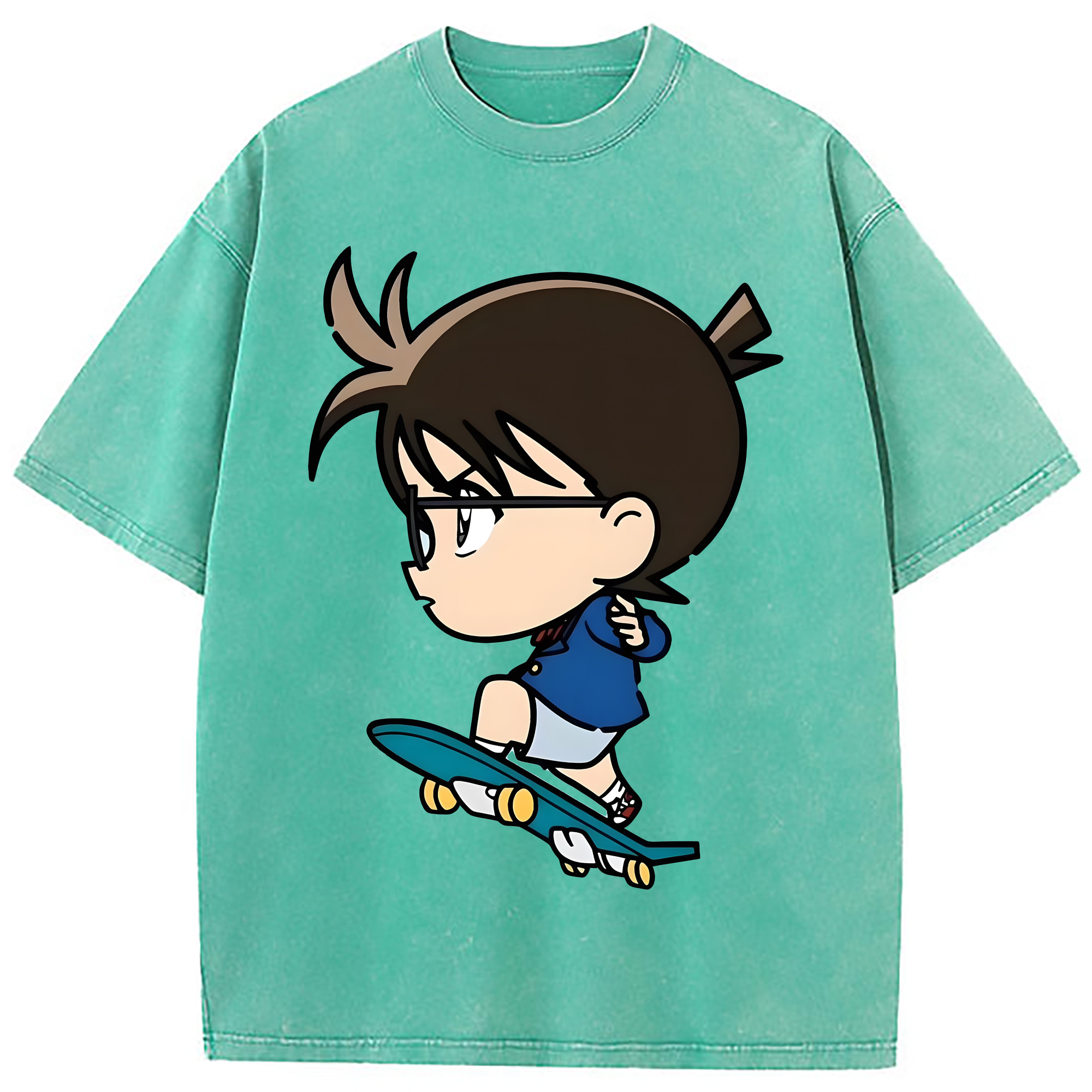 （画像用） 名探偵コナン 江戸川 コナン Detective Conan Conan Edogawa 綿100% ヴィンテージ風 半袖Tシャツ（フロントプリント）